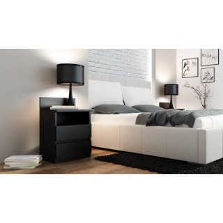 TOP E SHOP M1 MALWA STOLIK NOCNY 2 SZUFLADY 1 PÓŁKA CZARNA