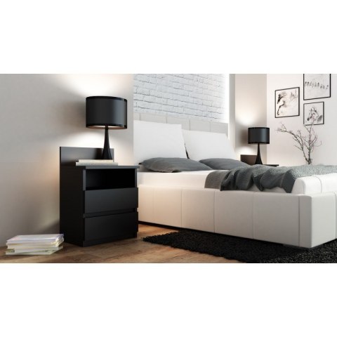 TOP E SHOP M1 MALWA STOLIK NOCNY 2 SZUFLADY 1 PÓŁKA CZARNA