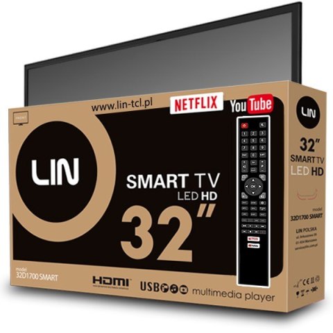 LIN Telewizor TV 32" LIN 32D1700 SMART HD Ready DVB-T2