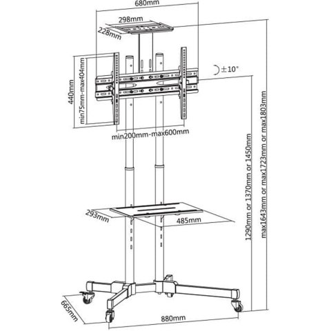 TECHly TECHLY STOJAK MOBILNY TV LED/LCD 37-70 CALI 50KG 2