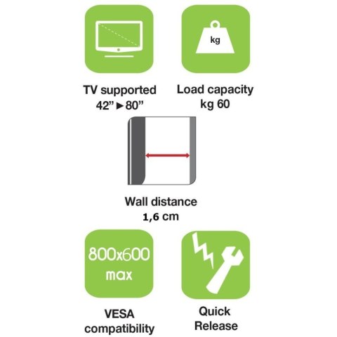 TECHly TECHLY UCHWYT ŚCIENNY TV LED/LCD 42-80 CALI 60KG S