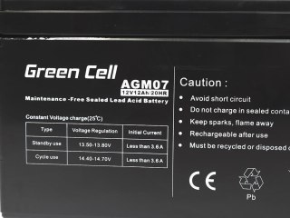 Green Cell GREEN CELL AKUMULATOR ŻELOWY AGM07 12V 12AH