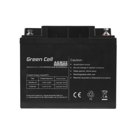 Green Cell GREEN CELL AKUMULATOR ŻELOWY AGM22 12V 40AH