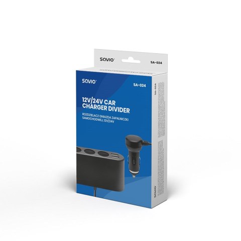 SAVIO Rozdzielacz samochodowa do gniazda samochodowej zapalniczki SAVIO SA-024