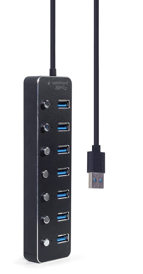 GEMBIRD GEMBIRD HUB USB 3.1 (GEN 1) 7-PORTOWY Z PRZEŁĄCZNIKAMI, CZARNY
