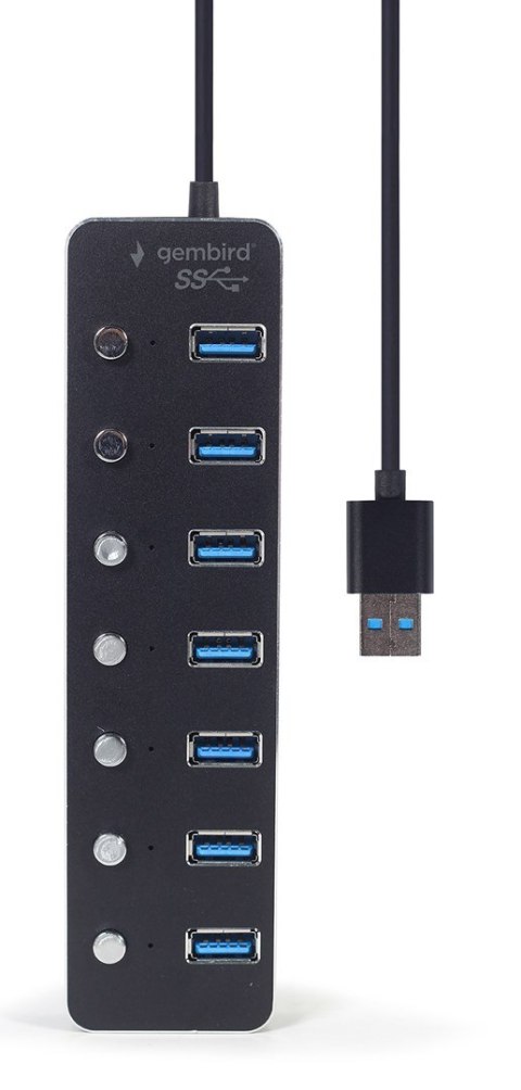 GEMBIRD GEMBIRD HUB USB 3.1 (GEN 1) 7-PORTOWY Z PRZEŁĄCZNIKAMI, CZARNY