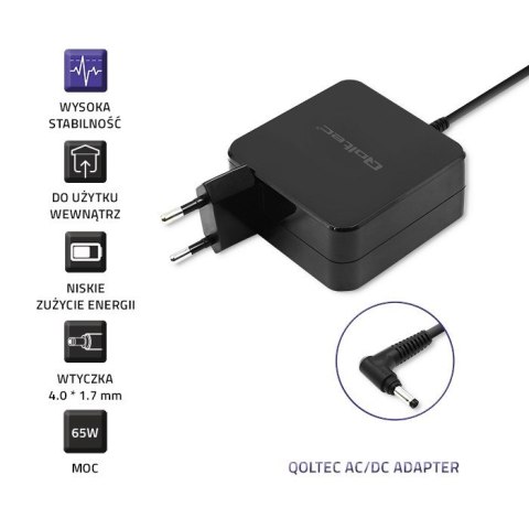 Qoltec Zasilacz sieciowy Qoltec 51751 do notebooka Huawei (19 V; 3,42 A; 65W; 4 mm x 1.7 mm)