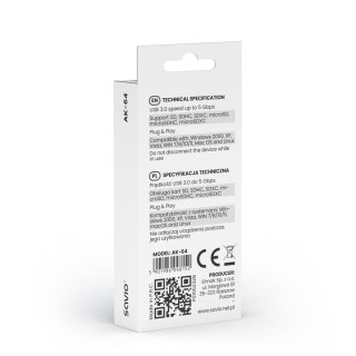 SAVIO SAVIO CZYTNIK KART SD, USB 3.0 AK-64