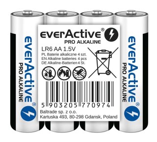 EverActive EVERACTIVE BATERIE ALKALICZNE PRO ALKALINE AA, LR6, SHRINK 4 SZT, 1250 MAH, WYSOKA WYDAJNOŚĆ, LR6PRO4T