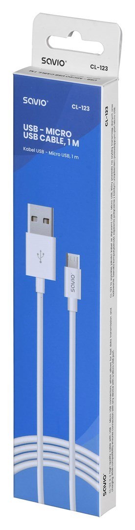 SAVIO Kabel SAVIO CL-123 (Micro USB - USB 2.0 ; 1m; kolor biały)