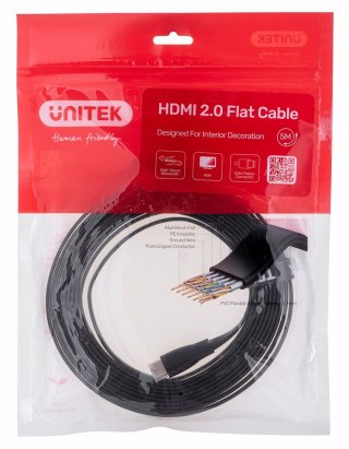 UNITEK UNITEK KABEL HDMI 2.0 4K60HZ,PŁASKI,5M,C11063BK-5M