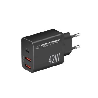 Esperanza ESPERANZA ŁADOWARKA SIECIOWA 42W USB-C PD 30W / 2X USB-A 12W EZC106K
