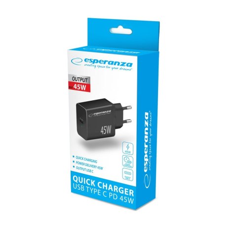 Esperanza ESPERANZA ŁADOWARKA SIECIOWA 45W USB-C PD EZC108K
