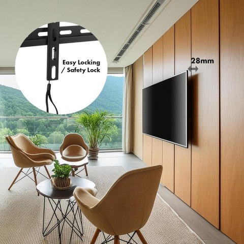 Maclean MACLEAN UCHWYT DO TV MAX VESA 600X400, 32-80", 45KG, REG. ODCHYLENIA +0°~-10° MC-413