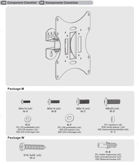 Maclean Uchwyt ścienny do telewizora Maclean MC-501B (Obrotowy, ścienne, Uchylny - 42"; max. 30kg)