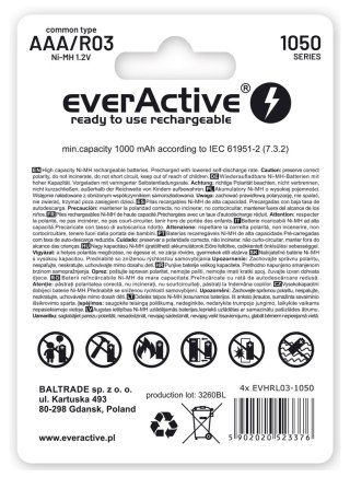 EverActive EVERACTIVE AKUMULATORKI R03/AAA NI-MH 550 MAH INFINITY LINE - BLISTER 4 SZTUKI EVHRL03-550