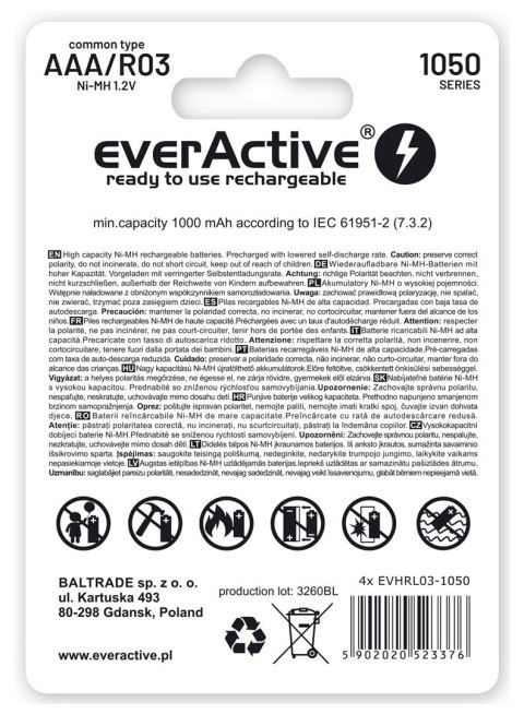 EverActive EVERACTIVE AKUMULATORKI R03/AAA NI-MH 550 MAH INFINITY LINE - BLISTER 4 SZTUKI EVHRL03-550