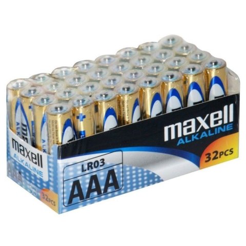 Maxell MAXELL Bateria alkaliczna ALKALINE LR03 AAA FOLIA karton zestaw 32 sztuki (8 zgrzewek po 4 sztuki)