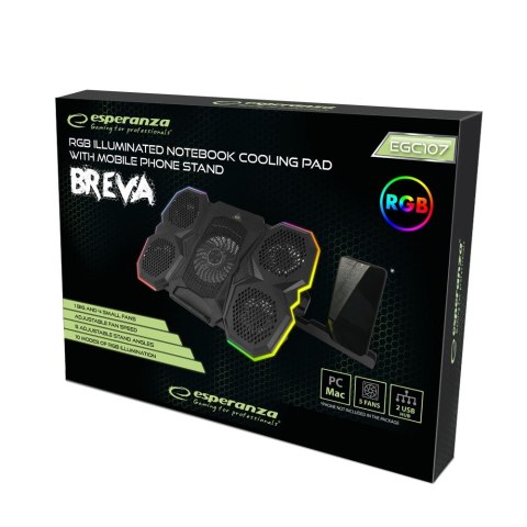 Esperanza ESPERANZA PODSTAWKA CHŁODZĄCA GAMING Z PODSTAWKĄ NA TELEFON LED RGB BREVA EGC107