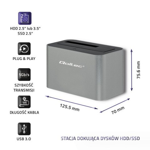 Qoltec QOLTEC STACJA DOKUJĄCA HDD/SSD | 2.5"/3.5" SATA | USB 3.0