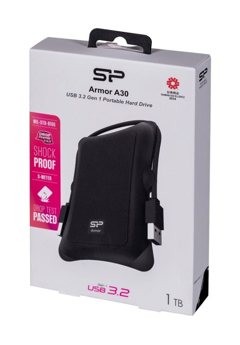 Silicon Power Dysk zewnętrzny HDD Silicon Power Armor A30 (1TB; 2.5"; USB 3.2; 5400 obr/min; Black; SP010TBPHDA30S3A)