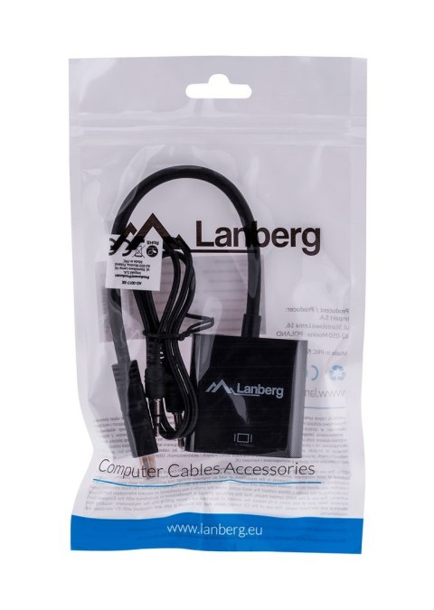 Lanberg Adapter Lanberg AD-0017-BK (HDMI M - D-Sub (VGA) F; 0,20m; kolor czarny)