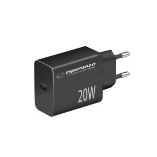 Esperanza ESPERANZA ŁADOWARKA SIECIOWA 20W USB-C PD CZARNA EZC104K