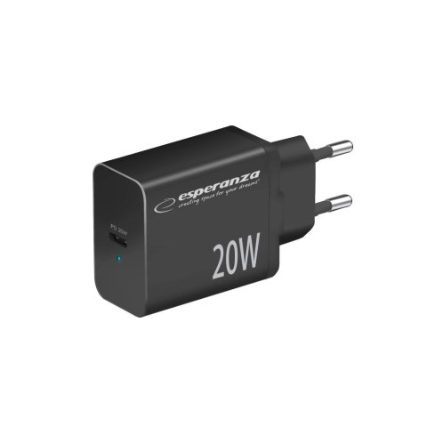 Esperanza ESPERANZA ŁADOWARKA SIECIOWA 20W USB-C PD CZARNA EZC104K