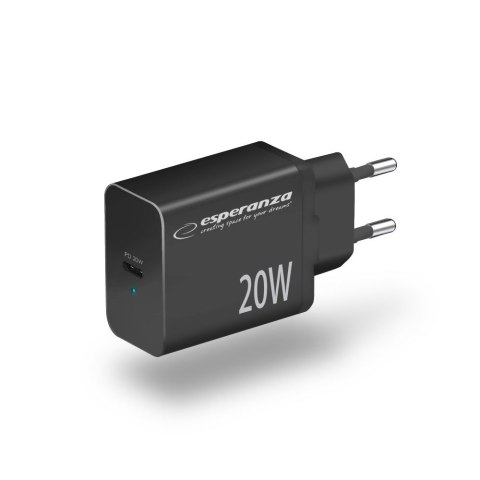 Esperanza ESPERANZA ŁADOWARKA SIECIOWA 20W USB-C PD CZARNA EZC104K