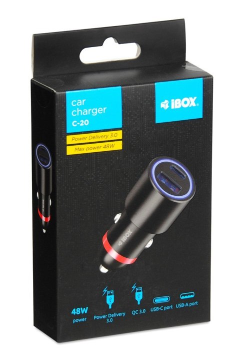 IBOX ŁADOWARKA SAMOCHODOWA I-BOX C-20 USB C+A 48W