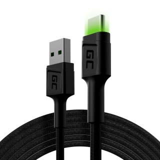 Green Cell GREEN CELL KABEL KABGC13 GC RAY USB - USB-C 200CM, ZIELONY LED, SZYBKIE ŁADOWANIE ULTRA CHARGE, QC 3.0