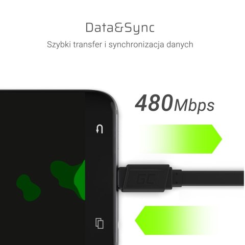 Green Cell GREEN CELL KABEL USB - USB-C 25CM QUICK CHARGE 3.0