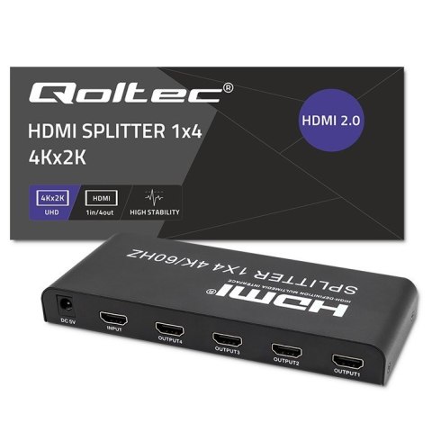 Qoltec QOLTEC ROZDZIELACZ SPLITTER 4XHDMI 4KX2K | 6GB/S | 60HZ