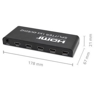 Qoltec QOLTEC ROZDZIELACZ SPLITTER 4XHDMI 4KX2K | 6GB/S | 60HZ