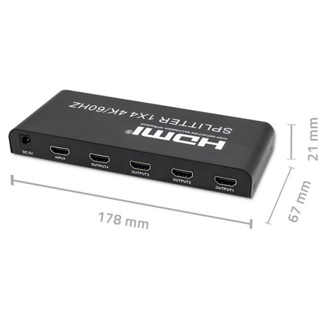 Qoltec QOLTEC ROZDZIELACZ SPLITTER 4XHDMI 4KX2K | 6GB/S | 60HZ