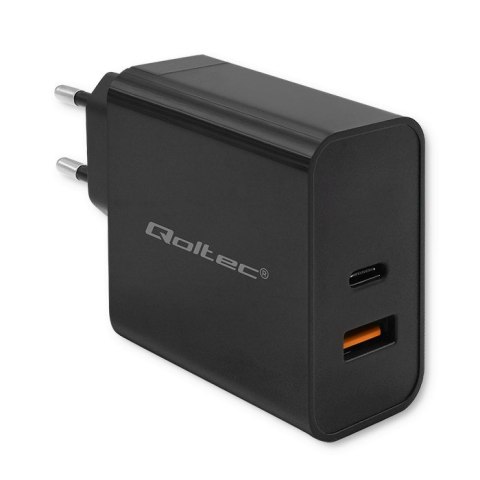 Qoltec QOLTEC ŁADOWARKA SUPER QUICK PD | 1XUSB-C | 1XUSB | 65W | 5-20V | 1.5-3.25A | CZARNA