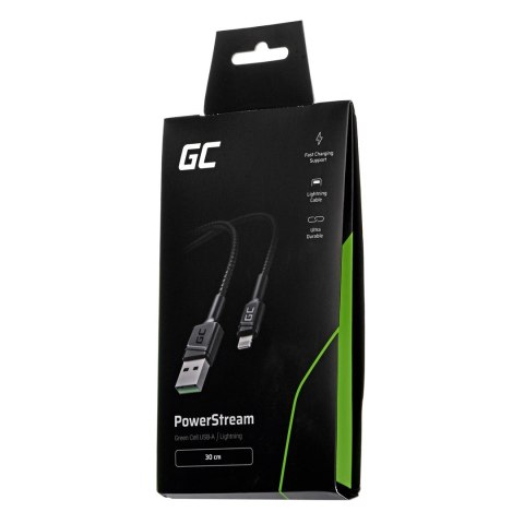 Green Cell GREEN CELL KABEL KABGC24 GC POWERSTREAM USB-A - LIGHTNING 30CM, SZYBKIE ŁADOWANIE