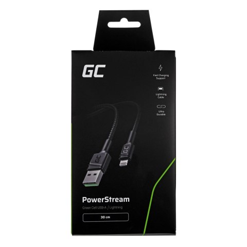 Green Cell GREEN CELL KABEL KABGC24 GC POWERSTREAM USB-A - LIGHTNING 30CM, SZYBKIE ŁADOWANIE