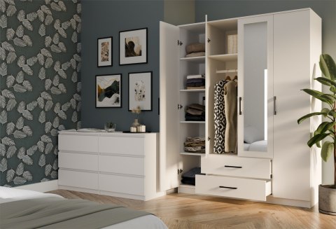 TOP E SHOP SZAFA ROMANA 160X205 BIAŁA Z LUSTREM