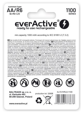 EverActive EVERACTIVE AKUMULATORKI AA / R6 EVERACTIVE NI-MH 1100 MAH INFINITY LINE - BLISTER 4 SZTUKI EVHRL6-1100