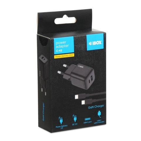 IBOX IBOX ŁADOWARKA UNIWERSALNA C-42 GAN PD33W USB A+C BLACK