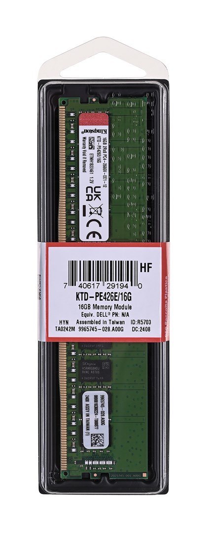 Kingston Pamięć Kingston dedykowana do Dell 16GB DDR4-2666Mhz ECC Module