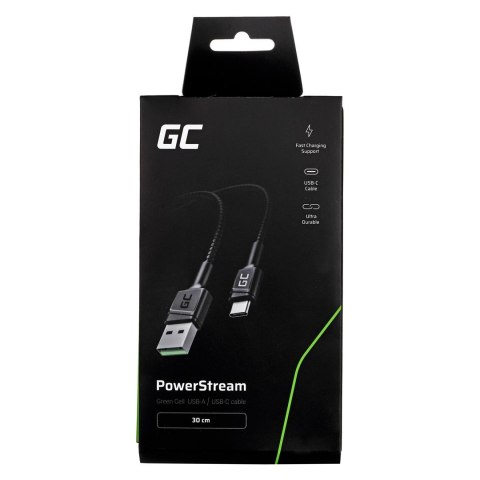 Green Cell GREEN CELL KABEL KABGC25 GC POWERSTREAM USB-A - USB-C 30CM, SZYBKIE ŁADOWANIE ULTRA CHARGE, QC 3.0
