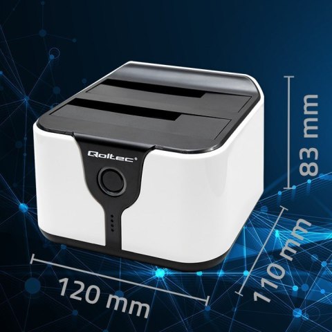 Qoltec QOLTEC STACJA DOKUJĄCA DO DYSKÓW HDD SSD 2.5" 3.5" | SATA III | USB 3.0 | SUPER SPEED 5GB/S | Z FUNKCJĄ KLONOWANIA OFFLINE