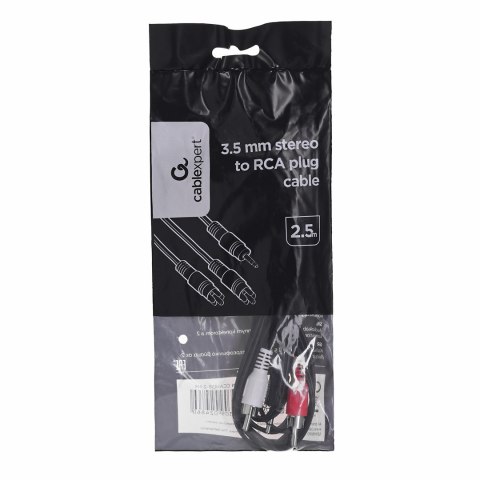 GEMBIRD Kabel GEMBIRD CCA-458-2.5M (2x Cinch M - Mini Jack M; 2,5m; kolor czarny)