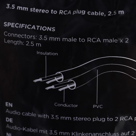 GEMBIRD Kabel GEMBIRD CCA-458-2.5M (2x Cinch M - Mini Jack M; 2,5m; kolor czarny)
