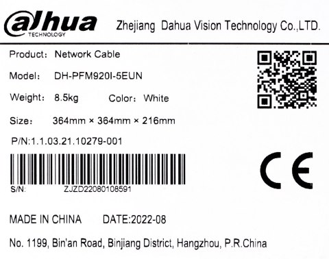 DAHUA Kabel sieciowy DAHUA drut, 100% miedź PFM920I-5EUN (UTP; 305m; kat. 5e;)