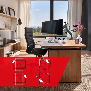 Maclean MACLEAN UCHWYT BIURKOWY DO MONITORA LCD 17-57", 27KG, VESA MAX 200X200 PODWÓJNE RAMIĘ MC-968