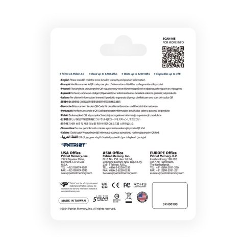 Patriot Memory SSD Patriot Viper P400 V4 M.2 PCI-Ex4 NVMe 1TB 6GB/s