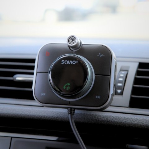 SAVIO SAVIO TR-14 TRANSMITER SAMOCHODOWY FM Z BLUETOOTH I ŁADOWARKĄ,QUICK CHARGE 3.0 I POWER DELIVERY, RED. SZUMÓW